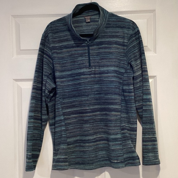 Eddie Bauer Multi Blue Striped Women's fleece Sweater/Jacket - Picture 1 of 5